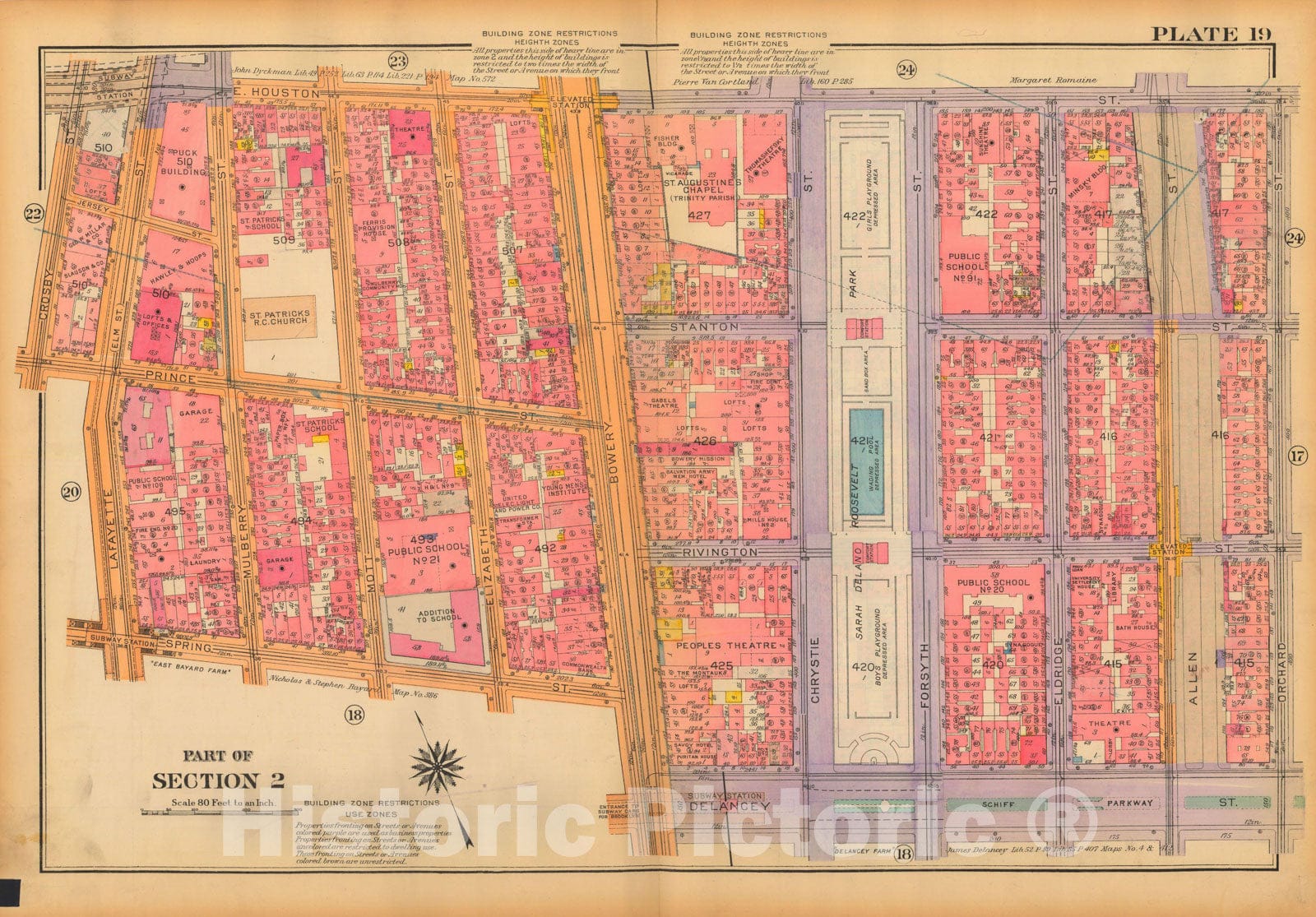 Historic Map : Atlas City of New York, Borough of Manhattan, Volume One, Battery to 14th Street, Manhattan 1922 Plate 019 , Vintage Wall Art