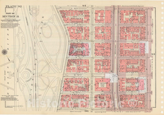 Historic Map : Manhattan Land Book 1955 - Updated Through Nov 7th, New York City 1975 Plate 092 , Vintage Wall Art