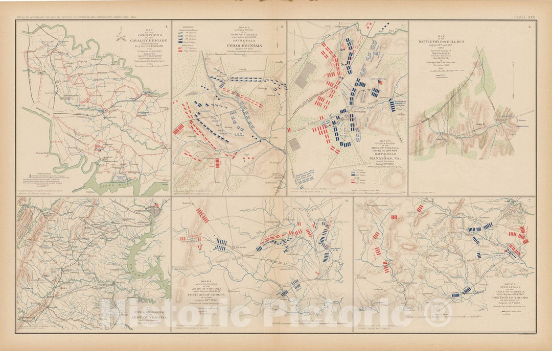 Historic Map : Washington D.C. (Dist. of Columbia), Battles in Virginia 1895 , Vintage Wall Art