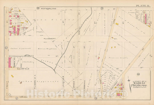 Historic Map : Atlas City of Philadelphia Volume 9 25th and 33rd Wards, Philadelphia 1891 Plate 011 , Vintage Wall Art