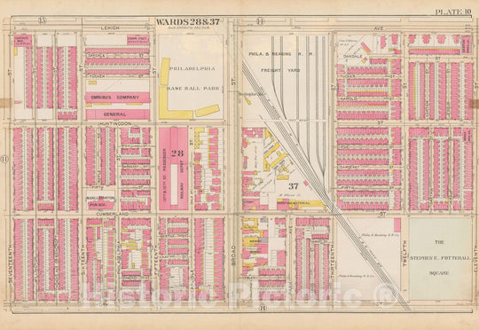 Historic Map : City of Philadelphia, 28th 32nd & 37th Wards, Vol. 6, Second Ed., Philadelphia 1894 Plate 010 , Vintage Wall Art