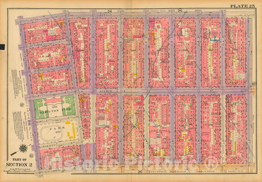 Historic Map : Atlas City of New York, Borough of Manhattan, Volume One, Battery to 14th Street, Manhattan 1922 Plate 025 , Vintage Wall Art