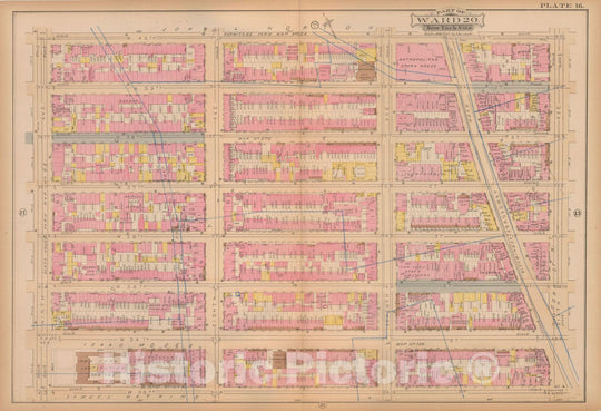 Historic Map : Atlas City of New York, Vol. 3; 16, Manhattan 1883 Plate 016 , Vintage Wall Art