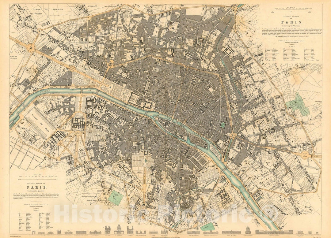 Historic Map : Paris 1834 , Vintage Wall Art