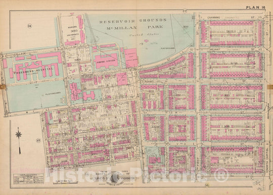 Historic Map : Atlas of Washington D.C. Volume 3 (Outer NW), Washington 1937 Plate 016 , Vintage Wall Art