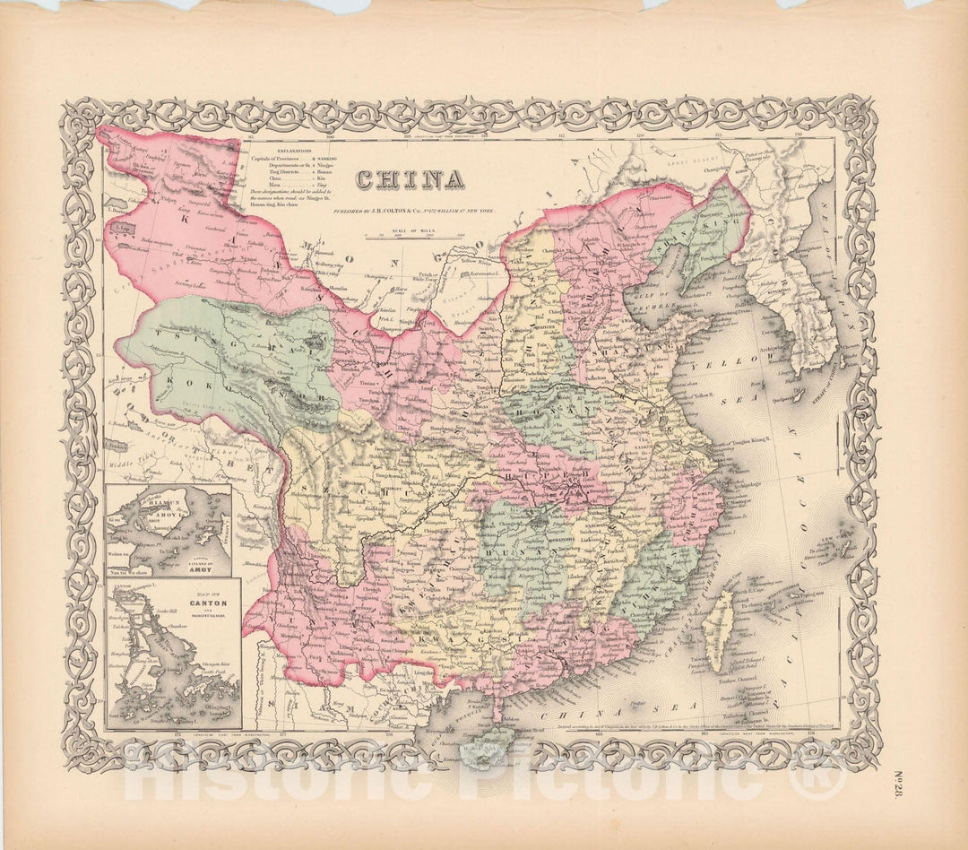 Historic Map : China 1856 , Colton's Atlas World , Vintage Wall Art