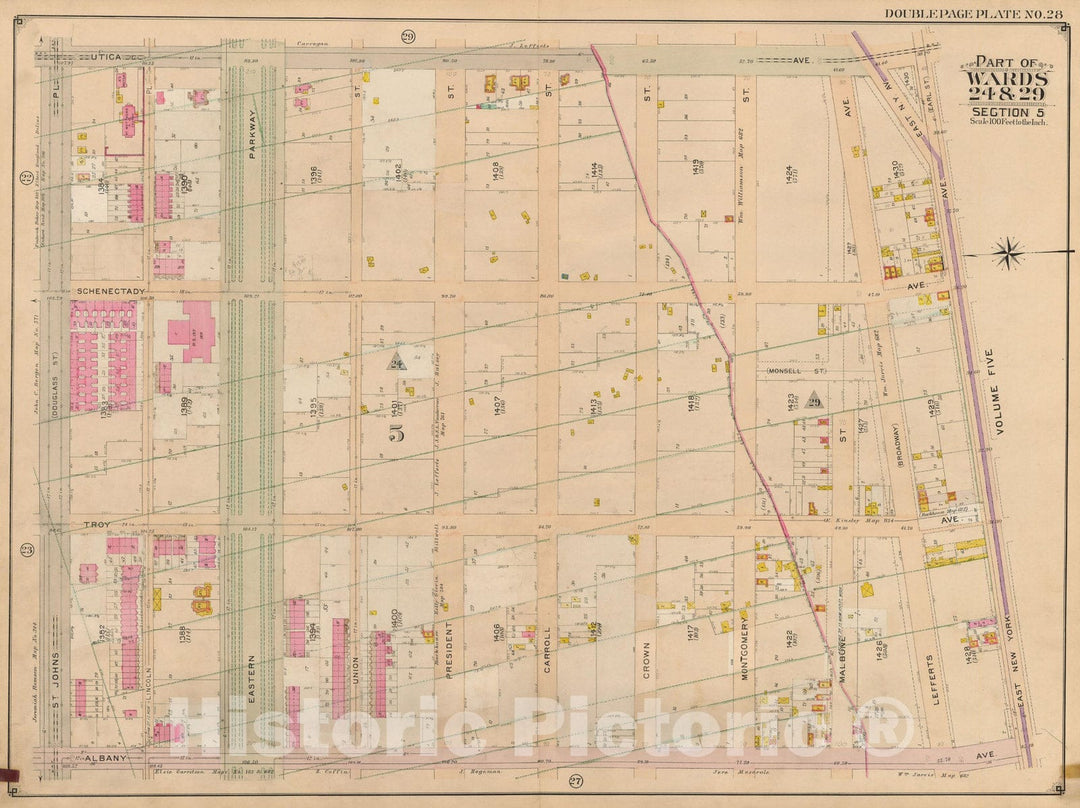 Historic Map : Brooklyn 1904 Plate 028 , Atlas Borough of Brooklyn , Vintage Wall Art