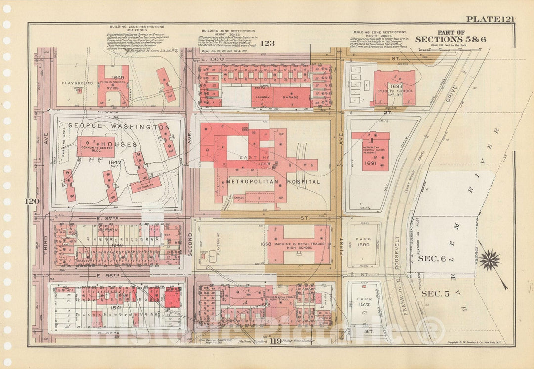 Historic Map : Manhattan Land Book 1955 - Updated Through Nov 7th, New York City 1975 Plate 121 , Vintage Wall Art