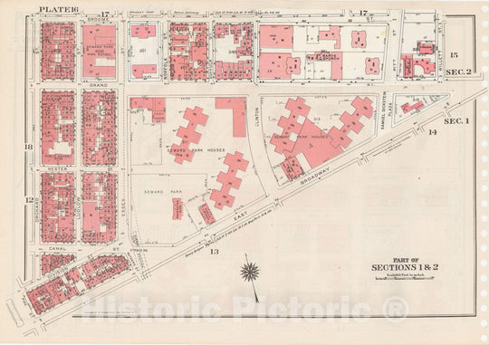 Historic Map : Manhattan Land Book 1955 - Updated Through Nov 7th, New York City 1975 Plate 016 , Vintage Wall Art