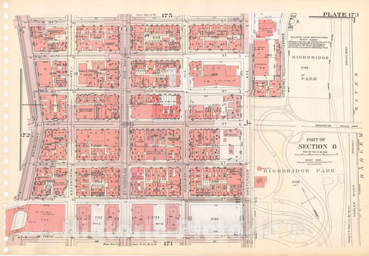 Historic Map : Manhattan Land Book 1955 - Updated Through Nov 7th, New York City 1975 Plate 173 , Vintage Wall Art