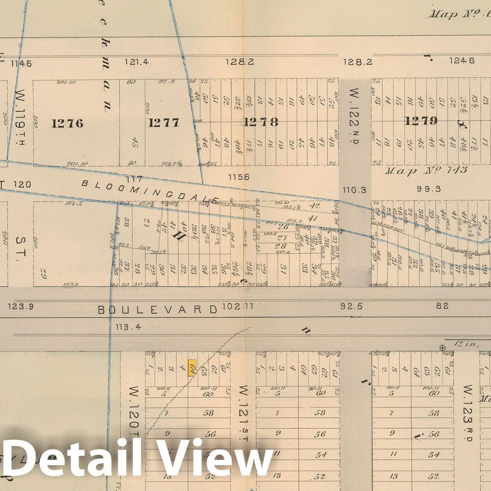 Historic Map : Atlas City of New York, Vol 2 ... 12th Ward, 2nd Ed., Manhattan 1884 Plate 019 , Vintage Wall Art