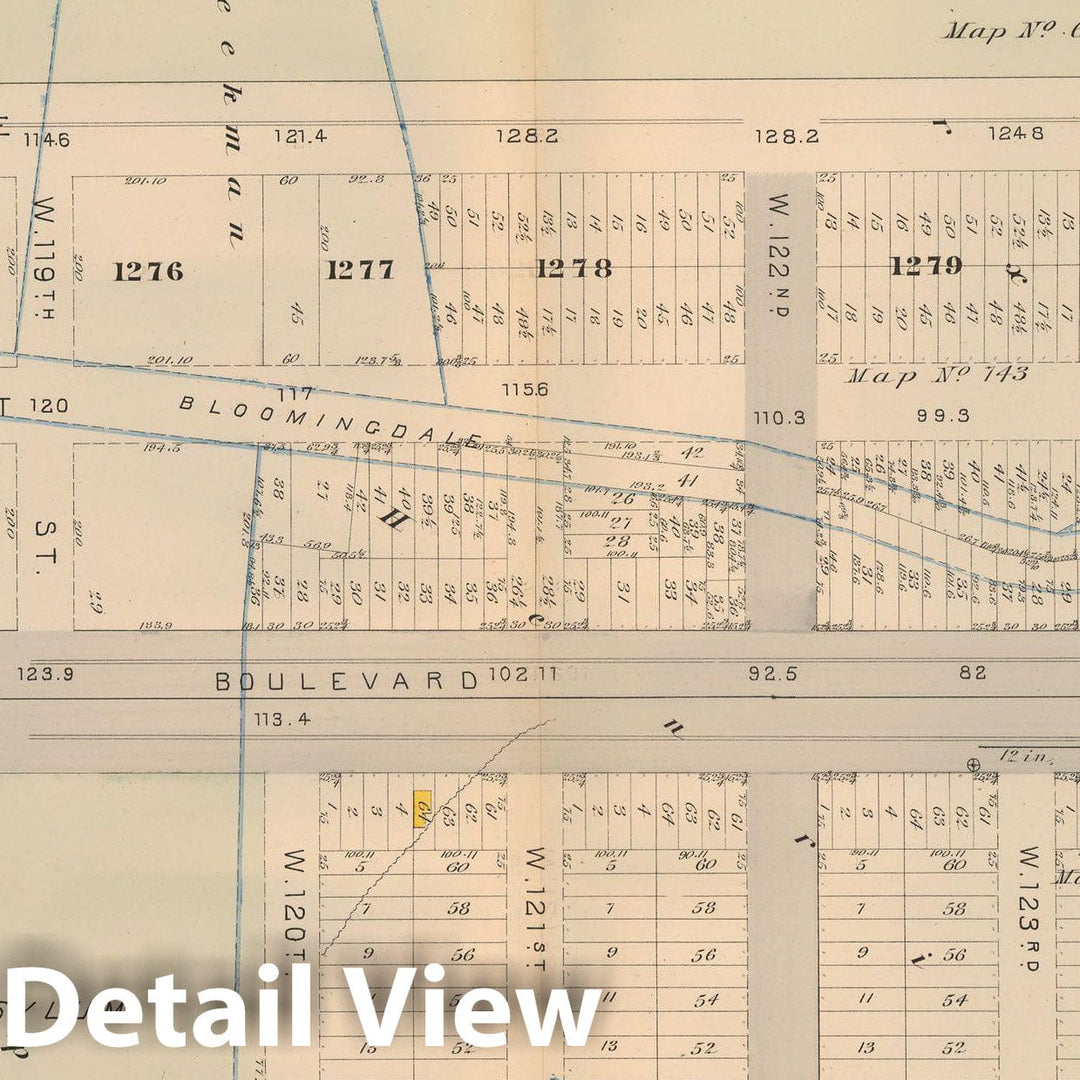 Historic Map : Atlas City of New York, Vol 2 ... 12th Ward, 2nd Ed., Manhattan 1884 Plate 019 , Vintage Wall Art