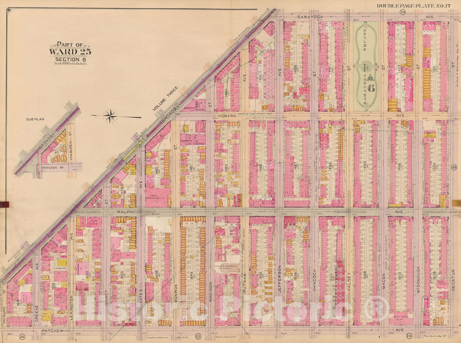 Historic Map : Brooklyn 1904 Plate 017 , Atlas Borough of Brooklyn , Vintage Wall Art