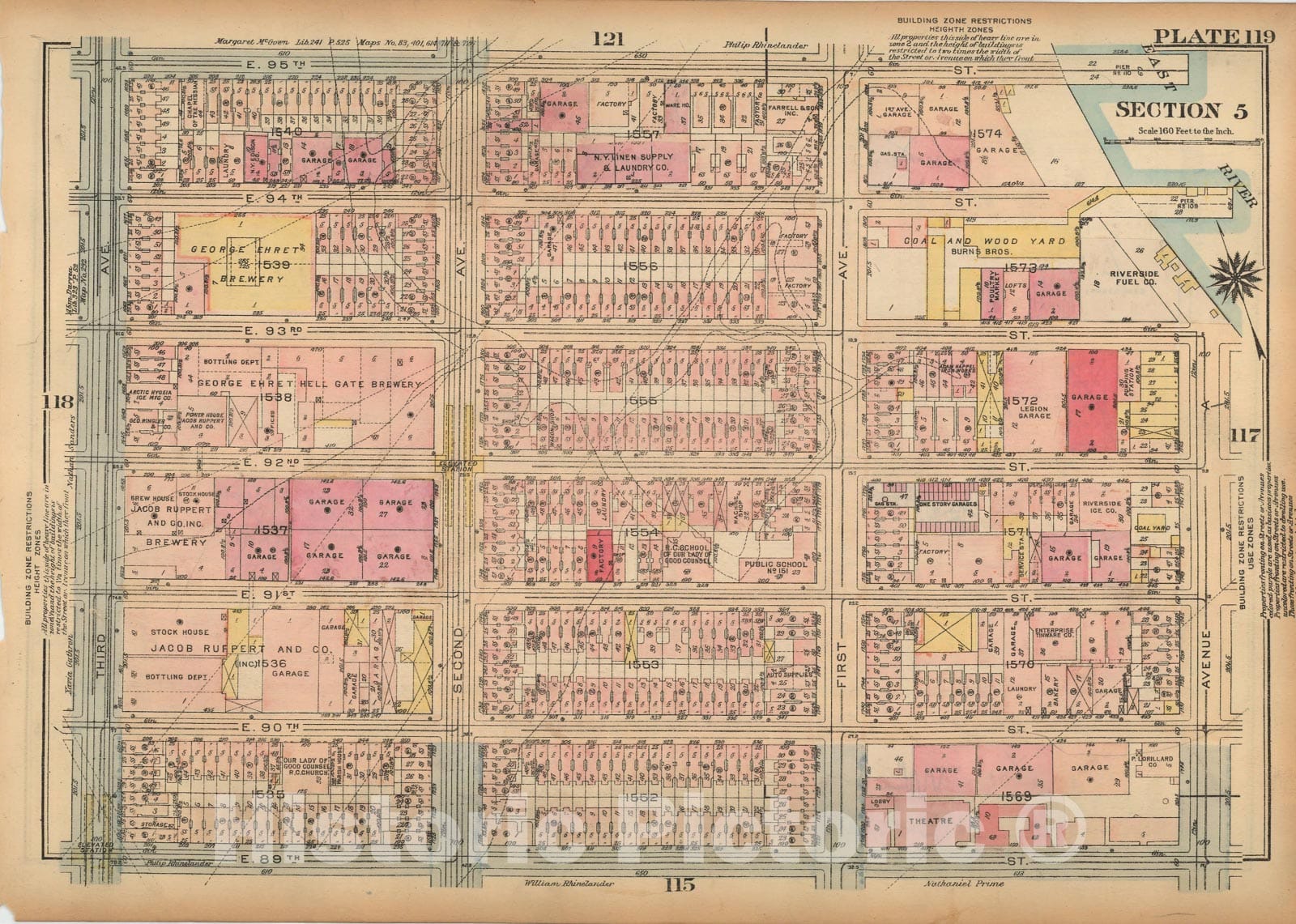 Historic Map : Land Book of the Borough of Manhattan, City of NY, Manhattan 1925 Plate 119 , Vintage Wall Art