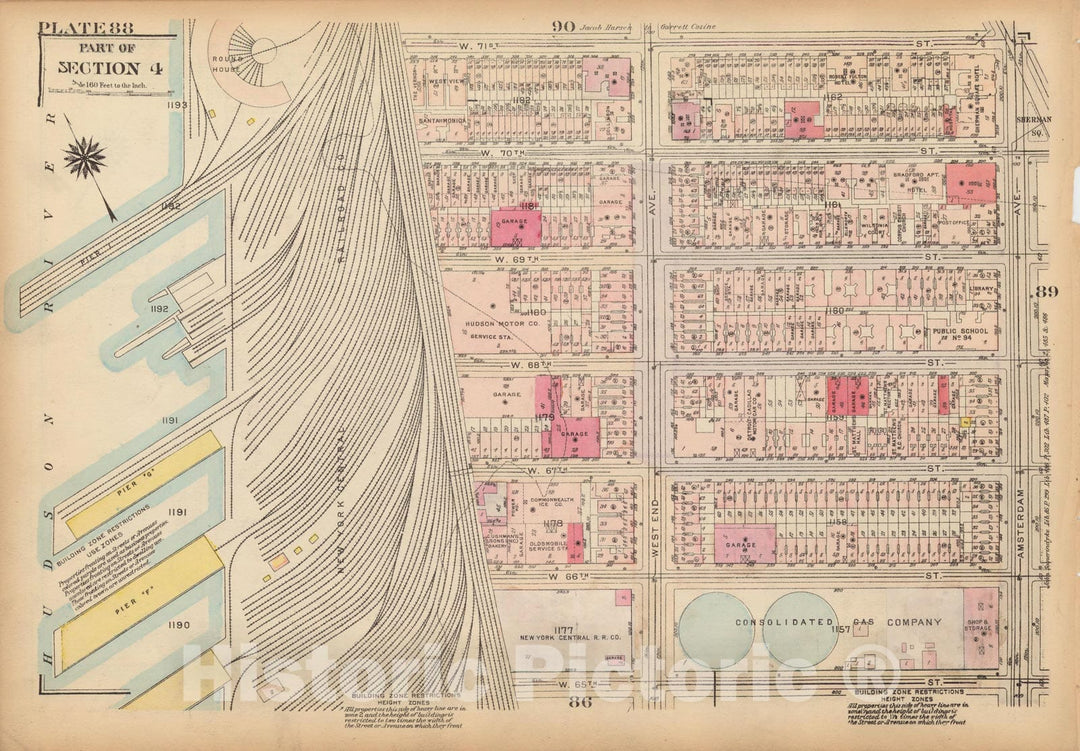 Historic Map : Land Book of the Borough of Manhattan, City of NY, Manhattan 1925 Plate 088 , Vintage Wall Art