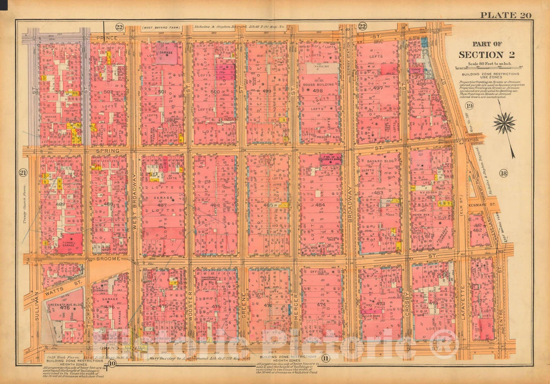 Historic Map : Atlas City of New York, Borough of Manhattan, Volume One, Battery to 14th Street, Manhattan 1922 Plate 020 , Vintage Wall Art