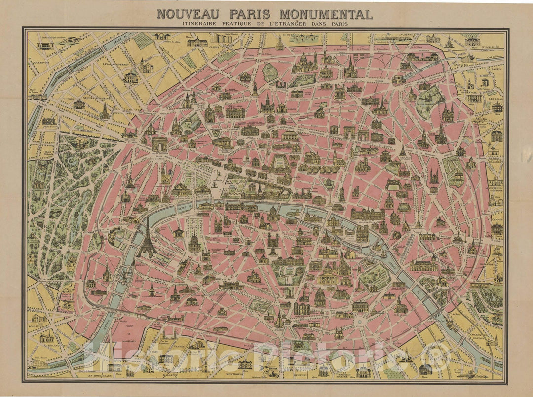 Historic Map : Europe, Paris 1940 , v2, Vintage Wall Art