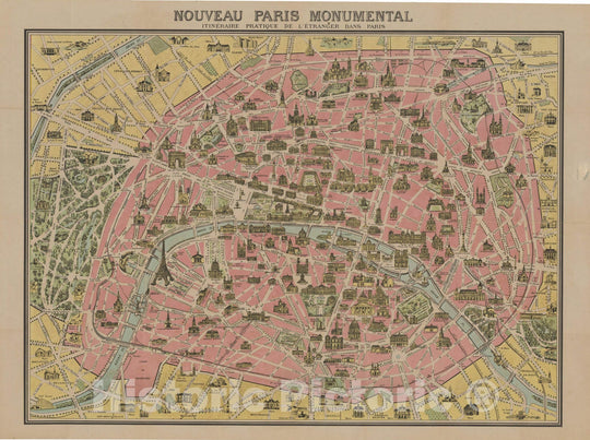 Historic Map : Europe, Paris 1940 , v2, Vintage Wall Art