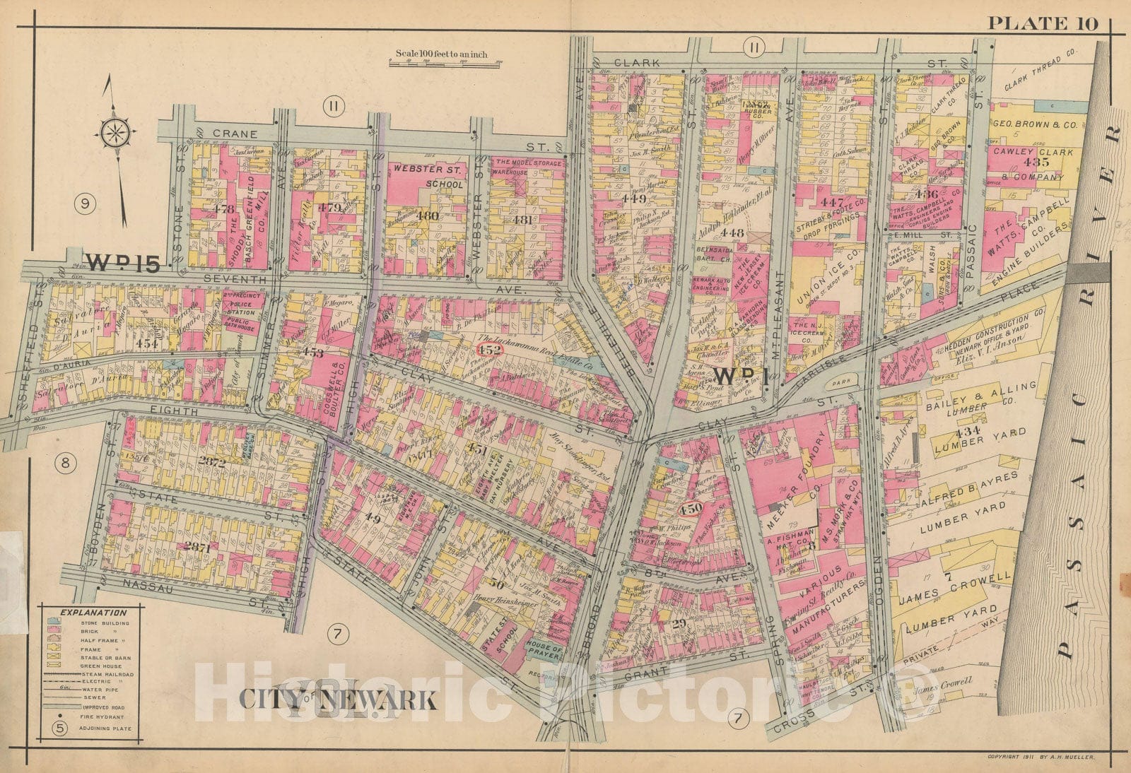 Historic Map : Atlas of Newark, Volume 1, Newark 1911 Plate 010 , Vintage Wall Art