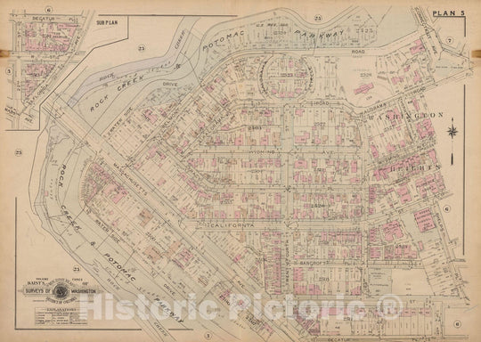 Historic Map : Atlas of Washington D.C. Volume 3 (Outer NW), Washington 1937 Plate 005 , Vintage Wall Art