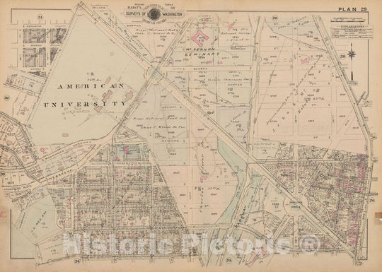 Historic Map : Atlas of Washington D.C. Volume 3 (Outer NW), Washington 1937 Plate 029 , Vintage Wall Art