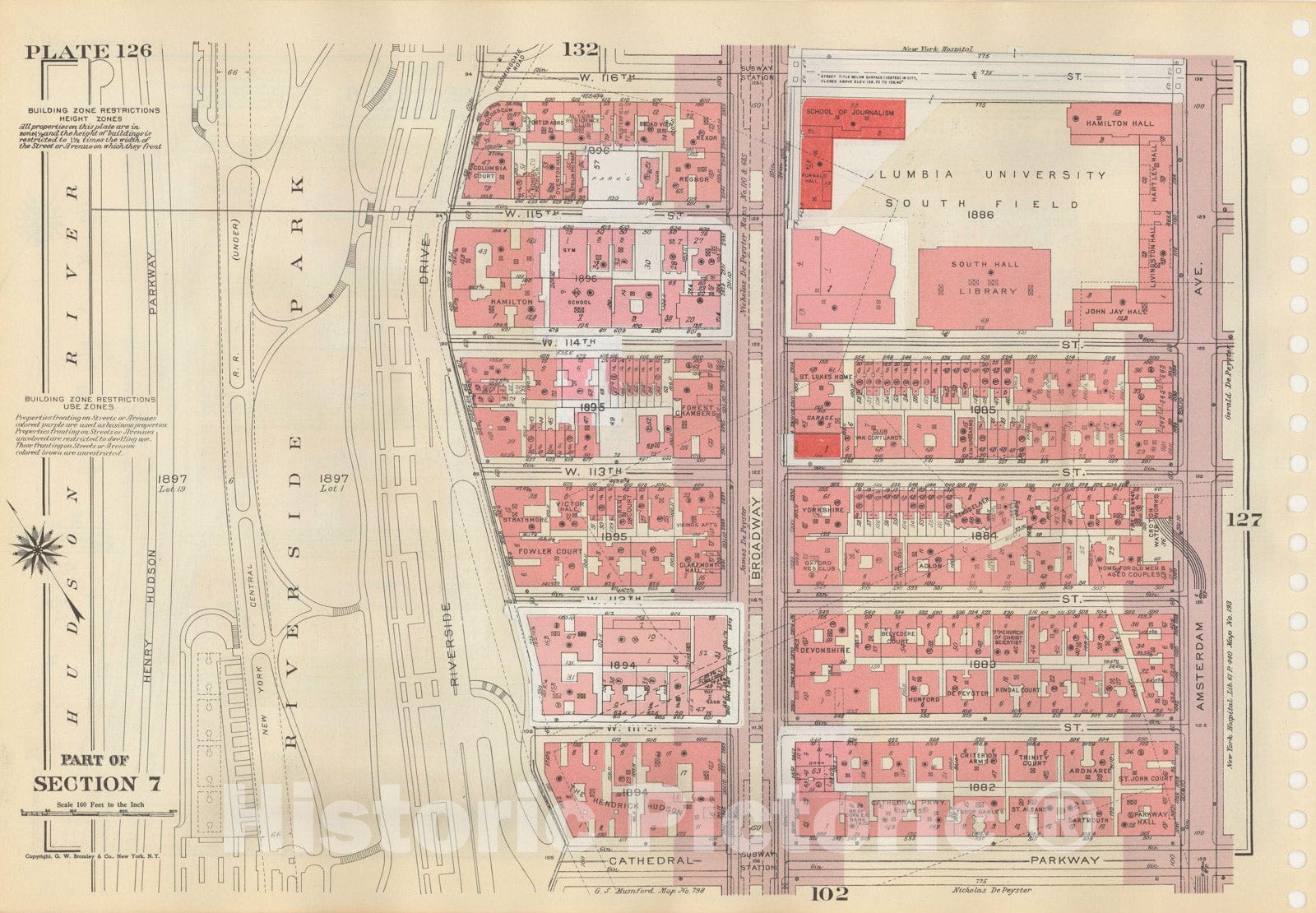 Historic Map : Manhattan Land Book 1955 - Updated Through Nov 7th, New York City 1975 Plate 126 , Vintage Wall Art