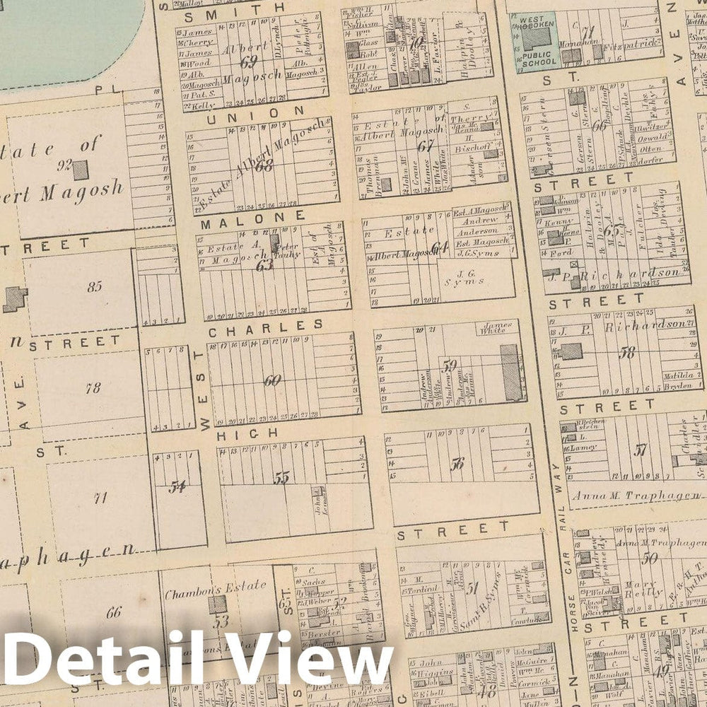 Historic Map : Combined Atlas State of New Jersey & The County of Hudson, West Hoboken 1873 Plate B , Vintage Wall Art