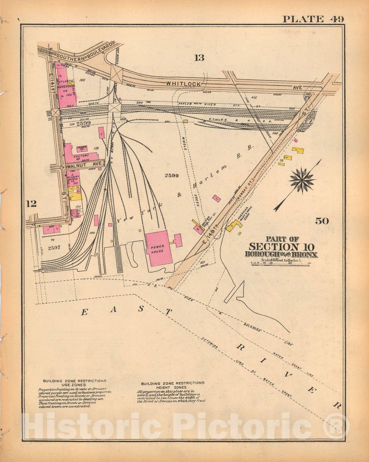 Historic Map : Borough of The Bronx, Sections 9-13, The Bronx 1928 Plate 049 , Vintage Wall Art