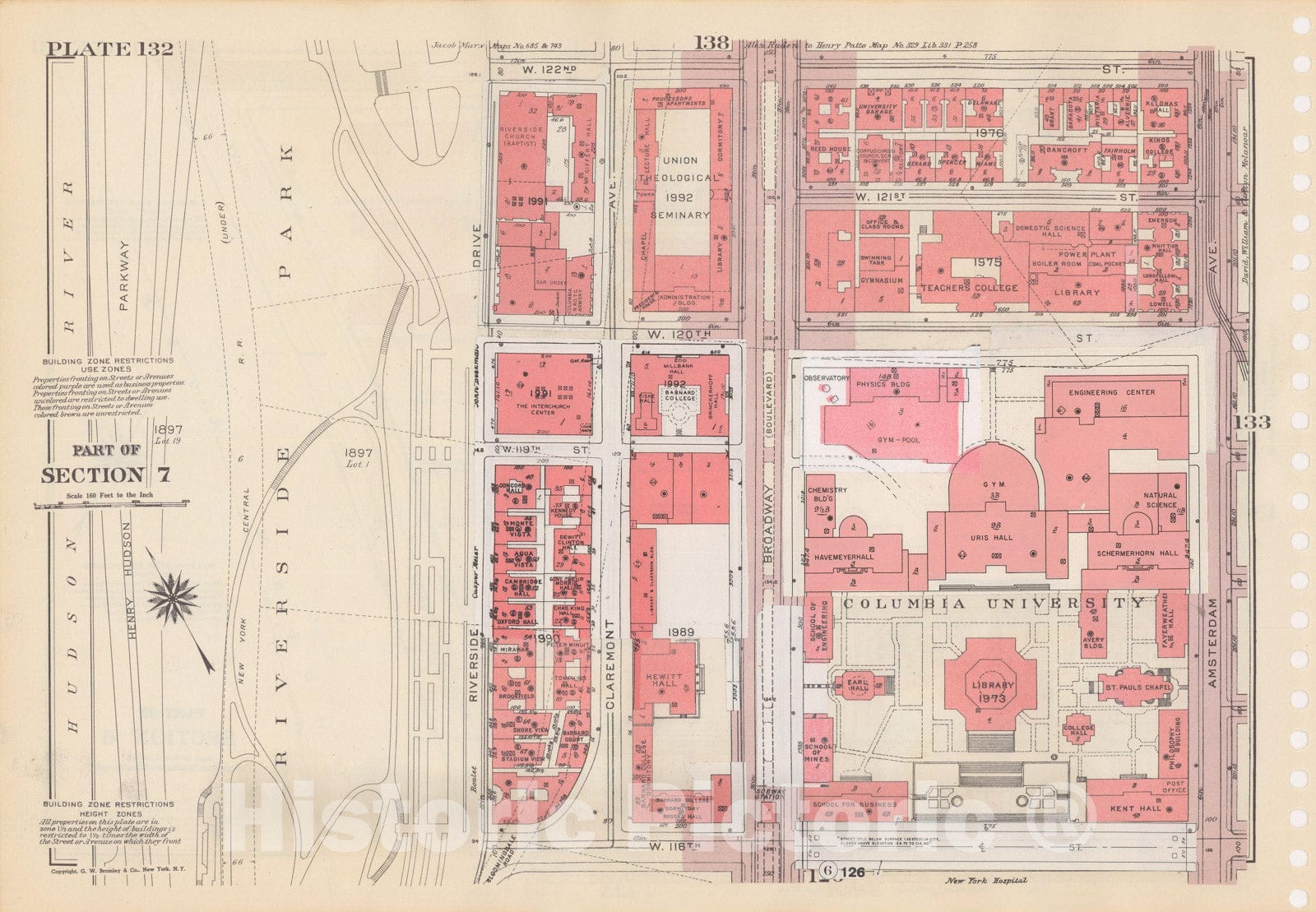 Historic Map : Manhattan Land Book 1955 - Updated Through Nov 7th, New York City 1975 Plate 132 , Vintage Wall Art