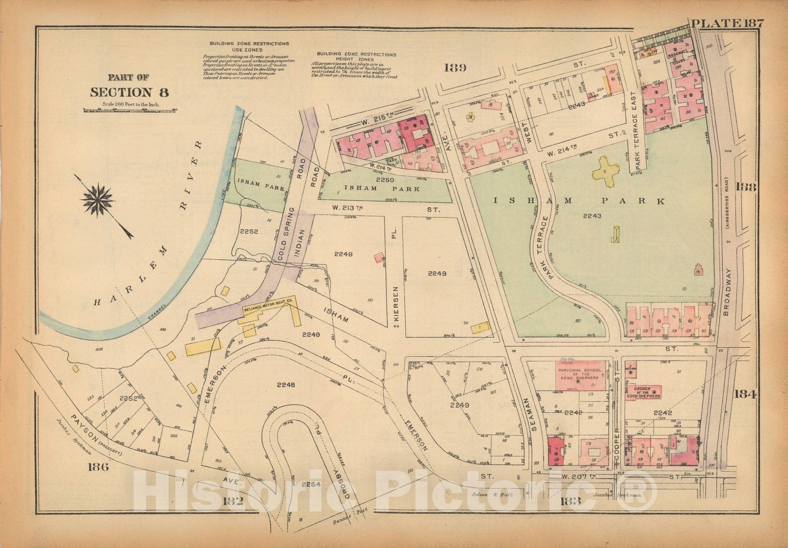 Historic Map : Land Book of the Borough of Manhattan, City of NY, Manhattan 1925 Plate 187 , Vintage Wall Art