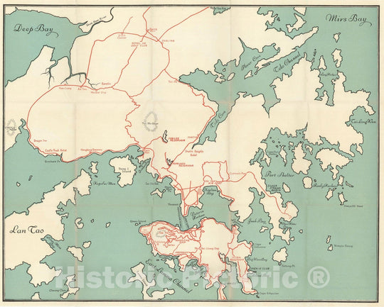 Historic Map : Hong Kong 1930 , Vintage Wall Art