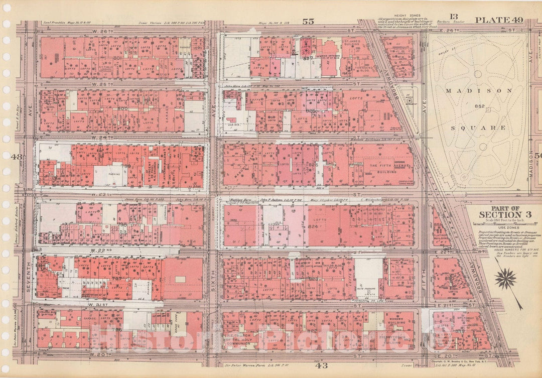 Historic Map : Manhattan Land Book 1955 - Updated Through Nov 7th, New York City 1975 Plate 049 , Vintage Wall Art