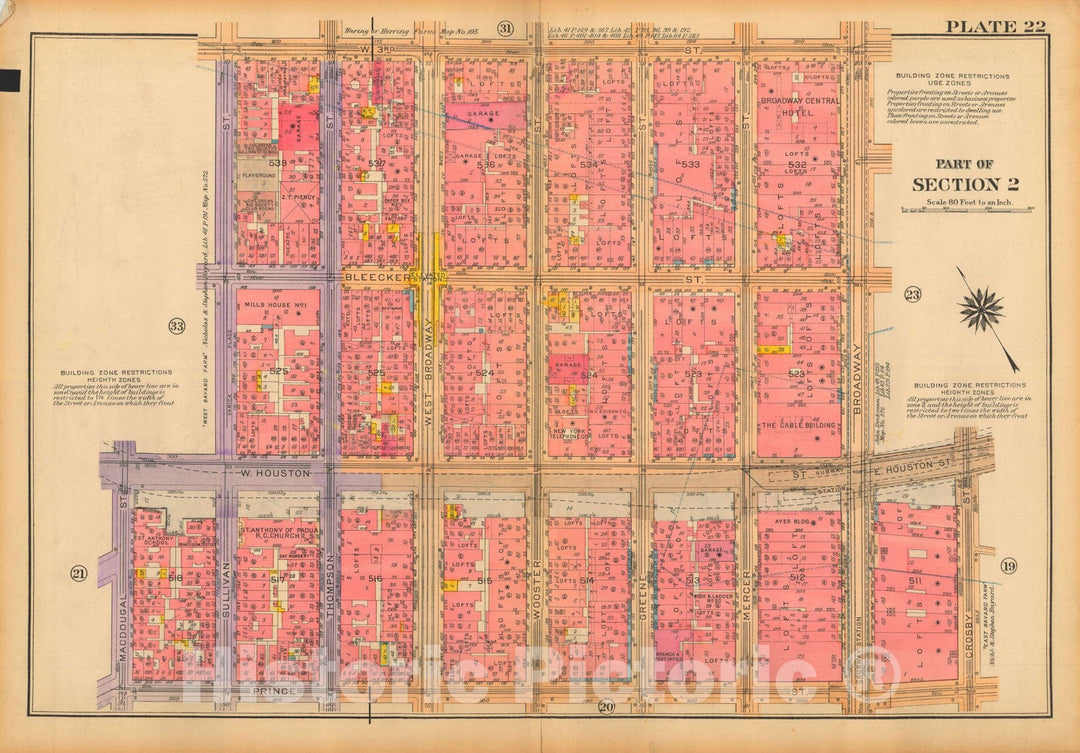 Historic Map : Atlas City of New York, Borough of Manhattan, Volume One, Battery to 14th Street, Manhattan 1922 Plate 022 , Vintage Wall Art