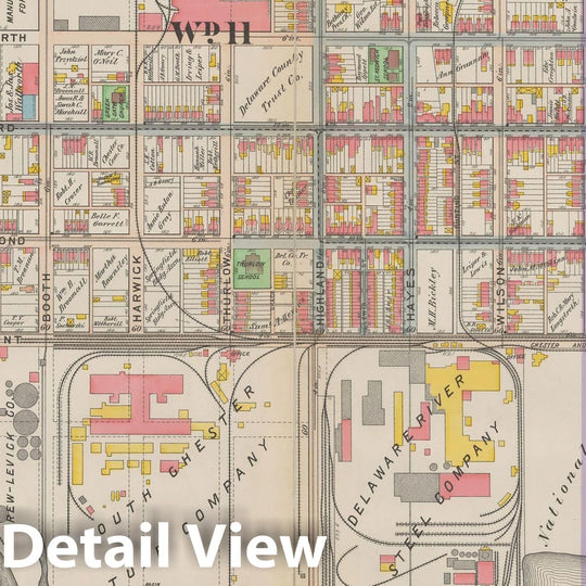 Historic Map : Atlas of Delaware County, West of Ridley Creek, Vol. Two, Chester City & Lower Chichester 1913 Plate 036 , Vintage Wall Art