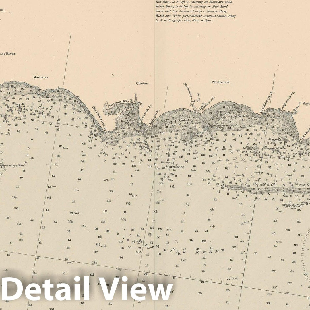 Historic Map : Branford & Long Island & Long Island Sound & Saybrook 1893 , Town and City Atlas State of Connecticut , Vintage Wall Art