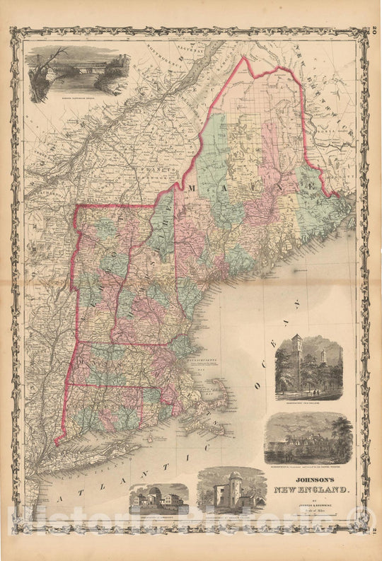 Historic Map : New England 1861 , Vintage Wall Art