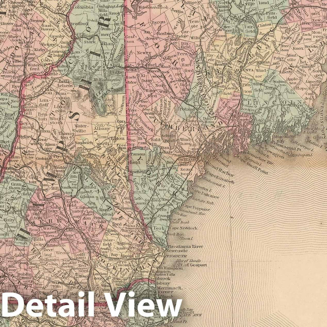 Historic Map : New England 1861 , Vintage Wall Art