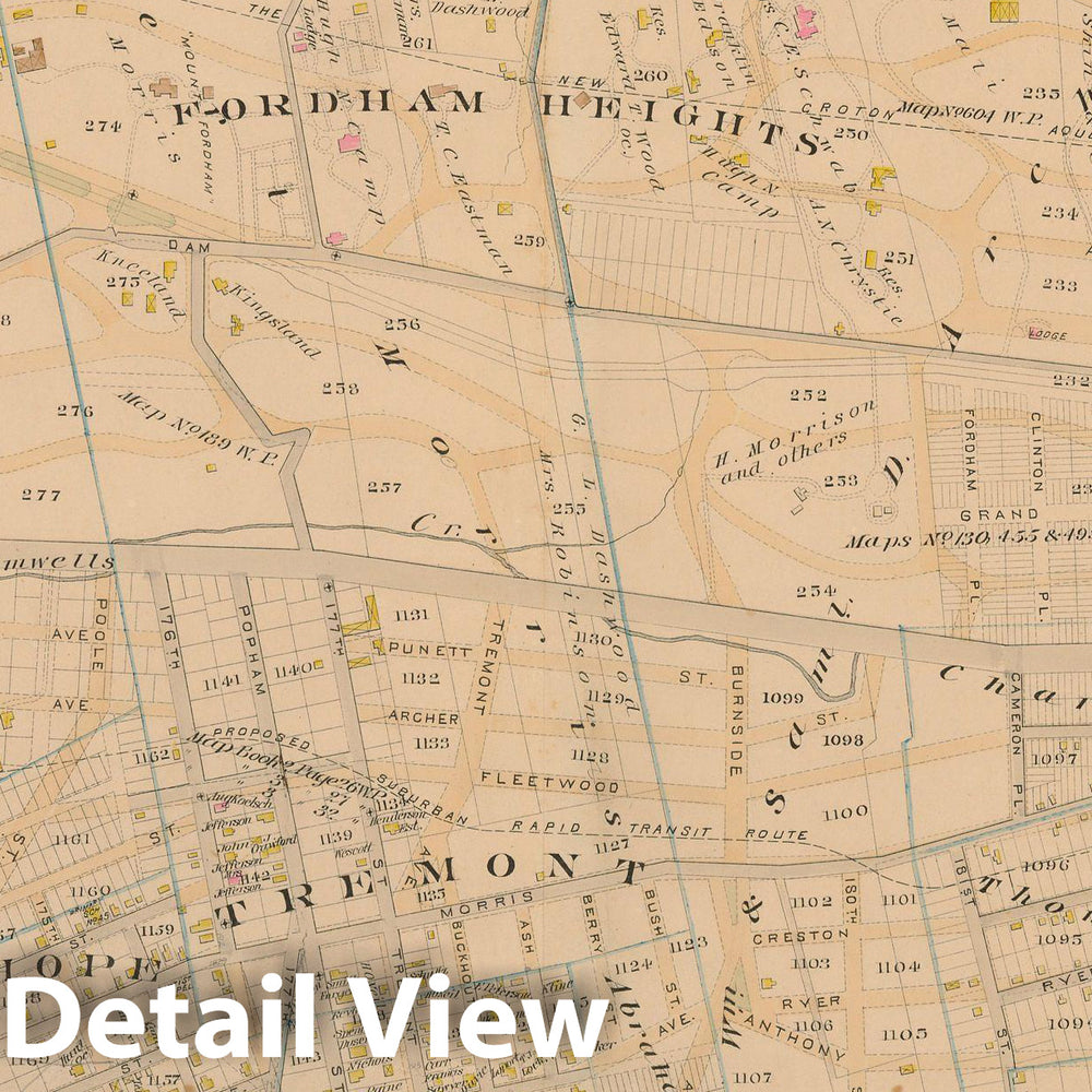 Historic Map : New York City & The Bronx 1885 Plate 038 , Robinson's Atlas City of New York , Vintage Wall Art