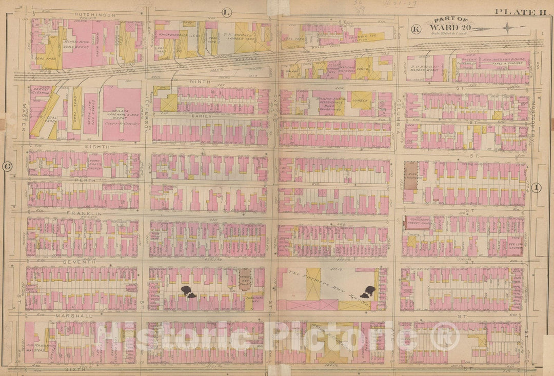 Historic Map : Atlas City of Philadelphia, Vol. 3, Philadelphia 1886 Plate H , Vintage Wall Art