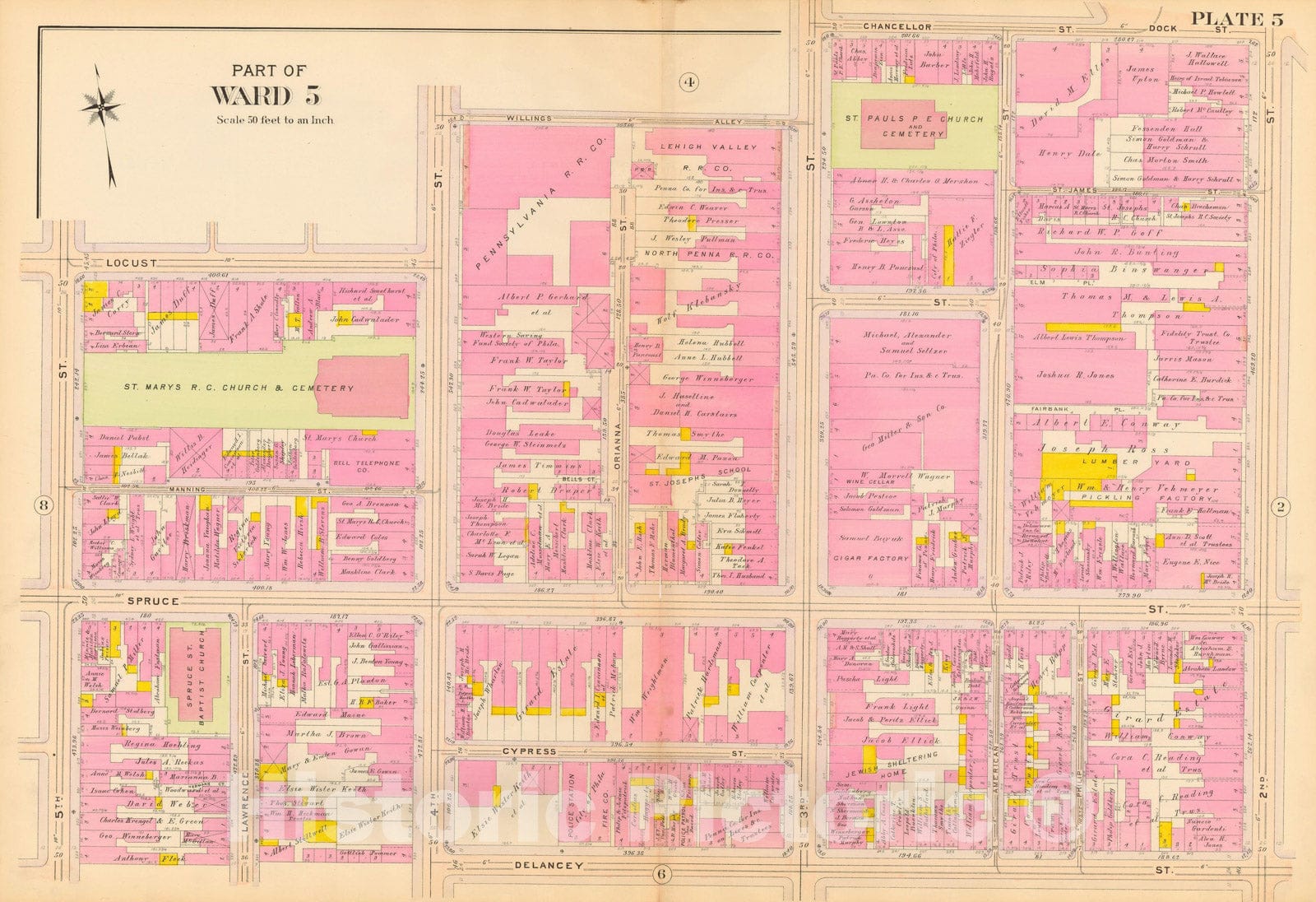 Historic Map : Philadelphia 1908 Plate 005 , Vintage Wall Art