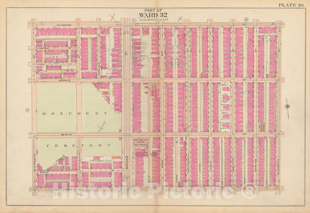 Historic Map : Philadelphia 1908 Plate 010 , Atlas 28th 32nd & 37th Wards of the City of Philadelphia , Vintage Wall Art