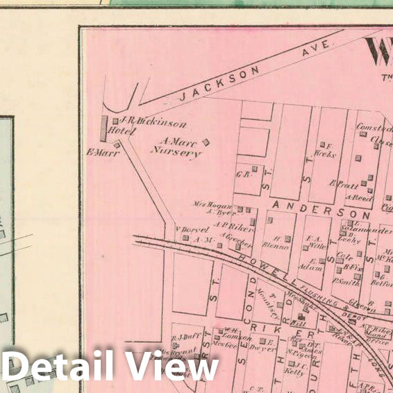 Historic Map : Atlas of Long Island, Newtown & Queens 1870 , v2, Vintage Wall Art