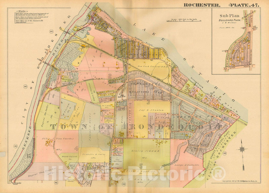 Historic Map : Plat Book of the City of Rochester New York and Vicinity, 1918 Plate 047 , Vintage Wall Art