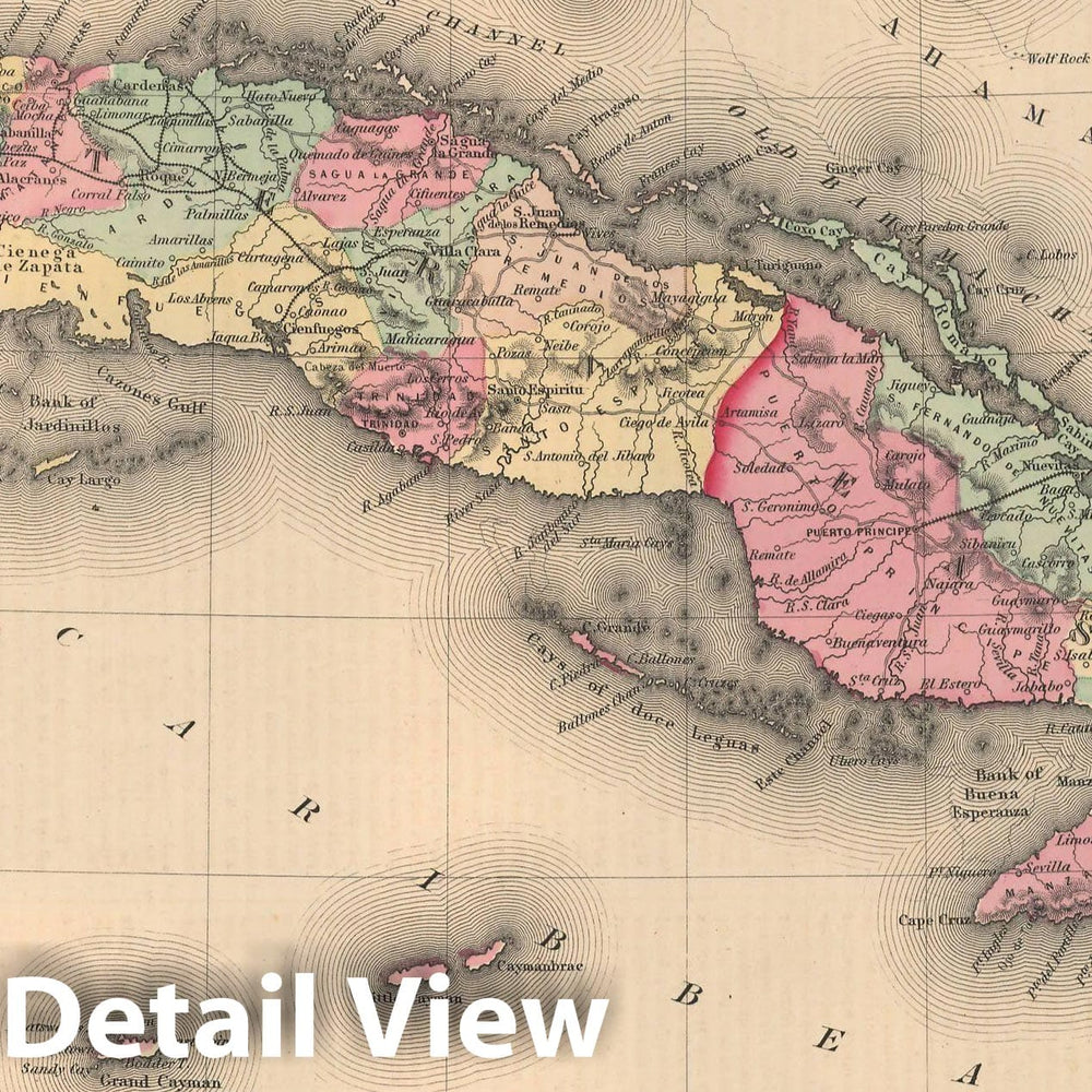 Historic Map : General Atlas (Of The World), Cuba & Jamaica 1857 , Vintage Wall Art