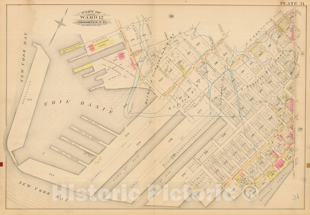 Historic Map : Robinson's Atlas City of Brooklyn, NY, Brooklyn 1886 Plate 031 , Vintage Wall Art