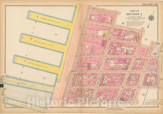 Historic Map : Atlas City of New York, Borough of Manhattan, Vol 1, Batery to 14th St 1922 - 1935 Plate 036 , Vintage Wall Art