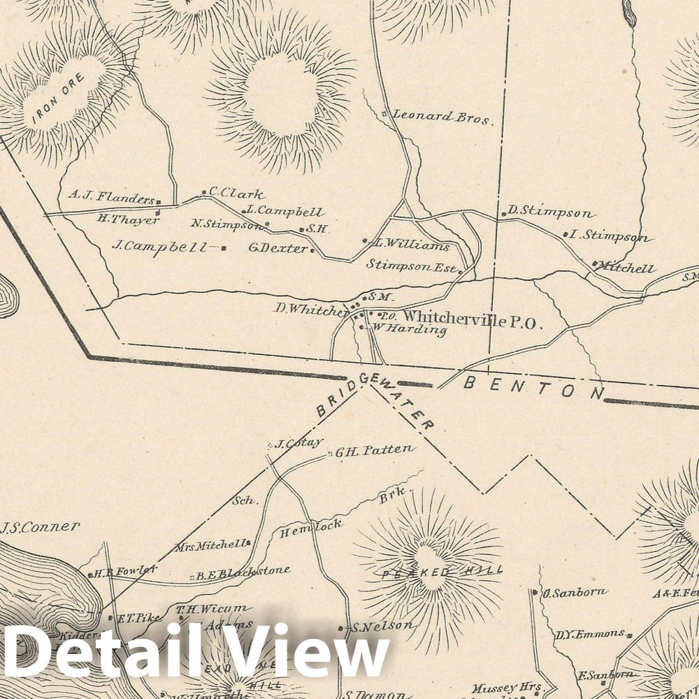 Historic Map : Bristol & Easton & Landaff 1892 , Town and City Atlas State of New Hampshire , Vintage Wall Art