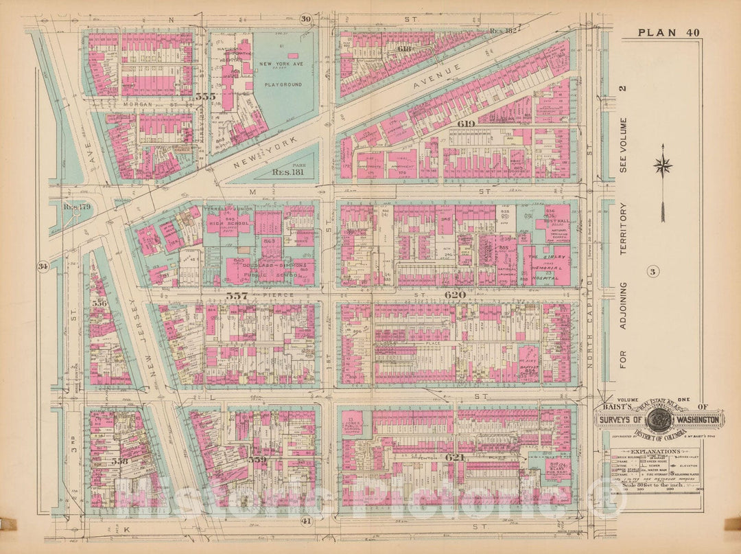 Historic Map : Atlas of Washington D.C. Volume 1 (Inner NW), Washington 1939 Plate 040 , Vintage Wall Art