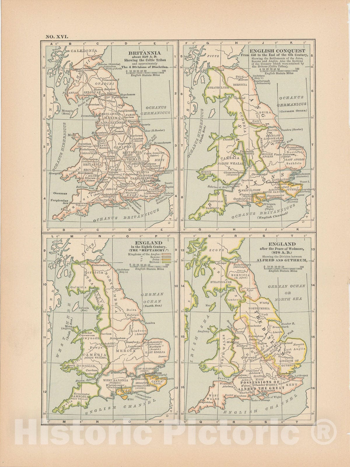 Historic Map : England 1897 , The Century Atlas World , Vintage Wall Art