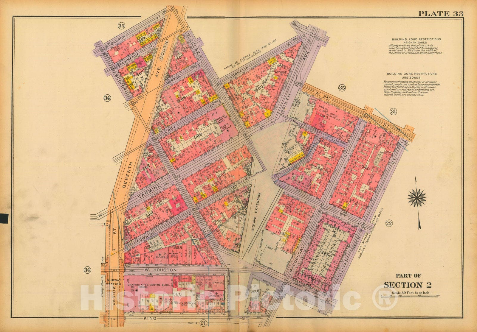 Historic Map : Atlas City of New York, Borough of Manhattan, Volume One, Battery to 14th Street, Manhattan 1922 Plate 033 , Vintage Wall Art